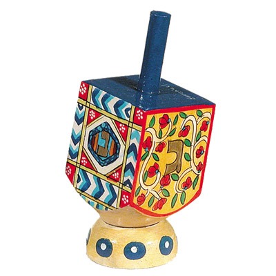 SMALL HAND PAINTED DREIDEL + STAND