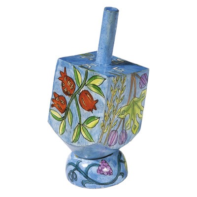 SMALL HAND PAINTED DREIDEL + STAND