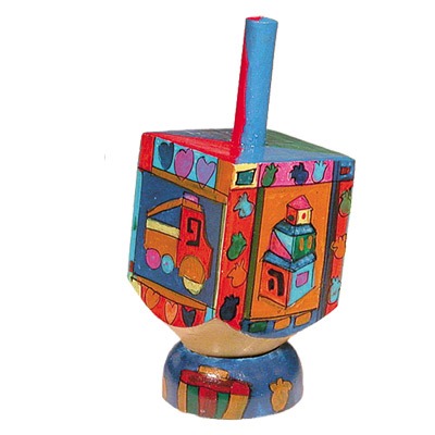 SMALL HAND PAINTED DREIDEL + STAND