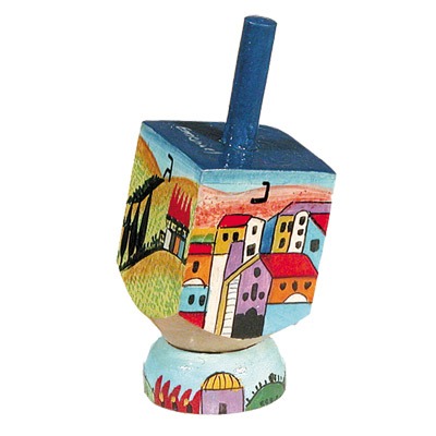 SMALL HAND PAINTED DREIDEL + STAND