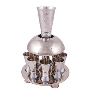 STAINLESS STEEL HAMMERRWORK/RINGS KIDDUSH FOUNTAIN
