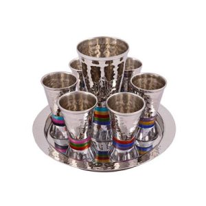 STAINLESS STEEL HAMMER WORK/RINGS KIDUSH SET