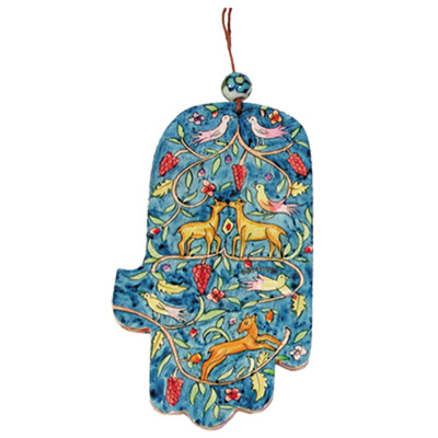 HAND PAINTED DEER LARGE HAMSA