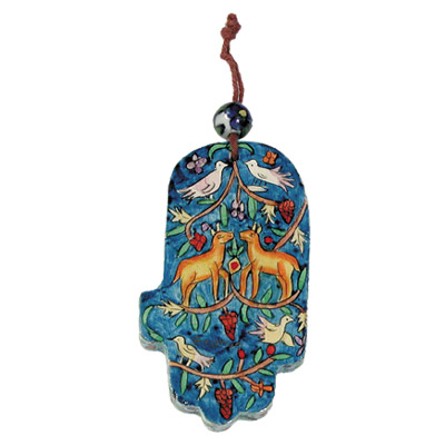 HAND PAINTED DEER SMALL HAMSA