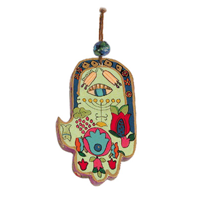 HAND PAINTED MENORAH SMALL HAMSA