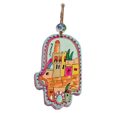 HAND PAINTED MODERN JERUSALEM SMALL HAMSA
