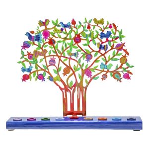 HAND PAINTING LASER CUT POMEGRANATE TREE MENORAH
