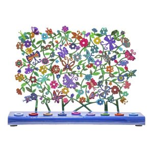 HAND PAINTING LASER CUT BUTTERFLIES MENORAH