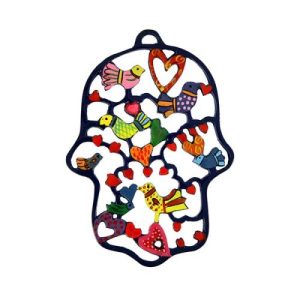 LASER CUT HAND PAINTED BIRDS HAMSA