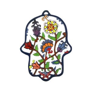 LASER CUT HAND PAINTED FLOWERS HAMSA