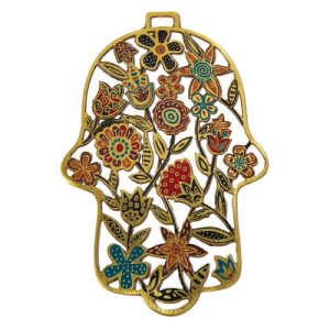 ETCHING COLORFUL FLOWERES HAMSA