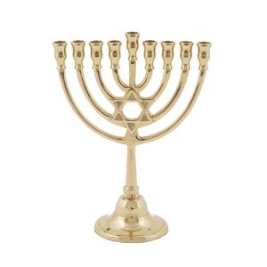 BRASS STAR MENORAH 23 CM.