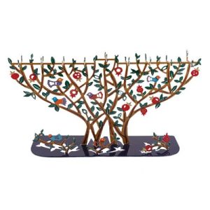 T-LIGHT POMEGRANATE TREE HAND PAINTING LASER CUT H. MENORAH