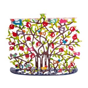 HAND PAINTING LASER CUT POMEGRANATE MENORAH