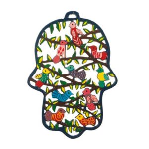 LASER CUT HAND PAINTED BIRSD LARGE HAMSA