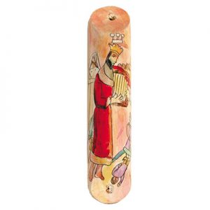 LARGE HAND PAINTED DAVID/HARP 12 CM. MEZUZAH
