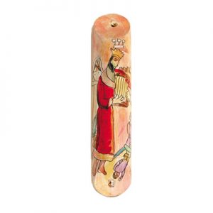 SMALL HAND PAINTED DAVID/HARP 10 CM. MEZUZAH