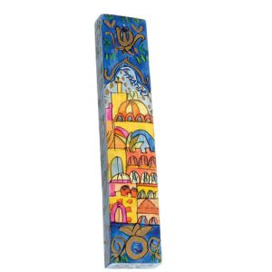 SMALL HAND PAINTED ORIENTAL JERUSALEM 10 CM. MEZUZAH
