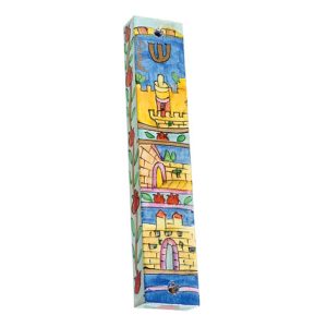 SMALL HAND PAINTED JERUSALEM 10 CM. MEZUZAH