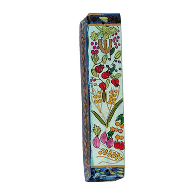 SMALL HAND PAINTED SEVEN SPECIES 10 CM. MEZUZAH