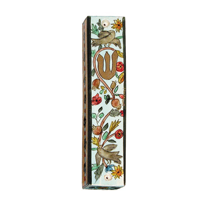SMALL HAND PAINTED BIRDS 10 CM. MEZUZAH