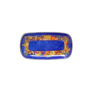ALLUMINIUM SM. JERUSALEM PAINTED TRAY 13X24 CM.