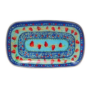 ALLUMINIUM LG. POMEGRANAT PAINTED TRAY 32X20 CM.