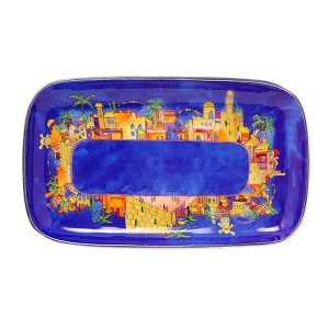 ALLUMINIUM LG. JERUSALEM PAINTED TRAY 32X20 CM.