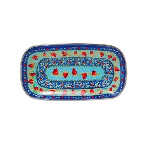 ALLUMINIUM MED. POMEGRANAT PAINTED TRAY 30X16 CM.
