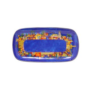 ALLUMINIUM MED. JERUSALEM PAINTED TRAY 30X16 CM.