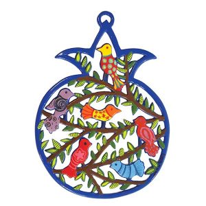 BIRDS LASER CUT HAND PAINTED POMEGRANAT HANGING