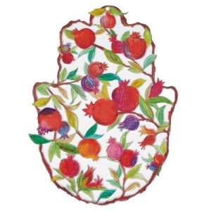 FLAT MEDIUM ENAMEL LACQUER POMEGRANATES HAMSA