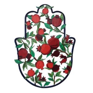SMALL ENAMEL LACQUER POMEGRANATES HAMSA