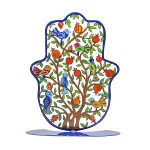 LASER CUT H. PAINTED COLORFUL TREE OF LIFE LG. STAND HAMSA