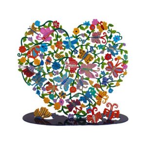 BUTTERFLIES LASER CUT HAND PAINTED LARGE HEART STAND