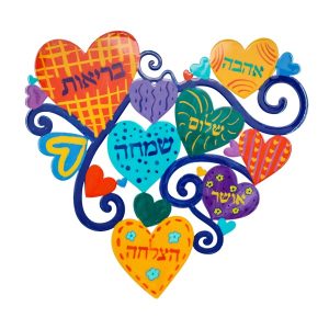 BLESINGS CUTOUT HAND PAINTED MD. HEART 22X20 CM.