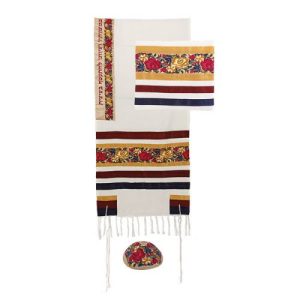 VARIOUS FABRICS FLOWERY TALLIT SET