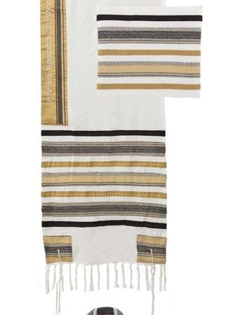 VARIOUS FABRICS BROWN/BLACK TALLIT SET