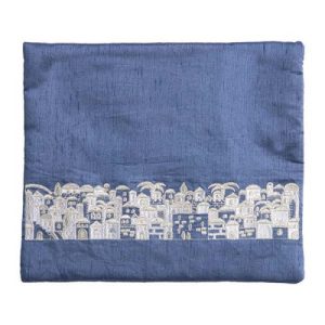 JERUSALEM EMBROIDERY BLUE TALLIT BAG