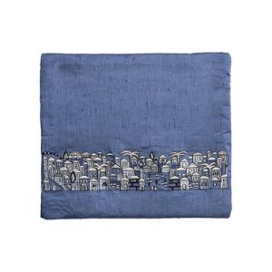 JERUSALEM EMBROIDERY BLUE TEFILLIN BAG