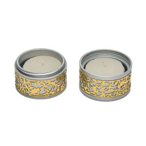 ALUMINIUM/METAL POMEGRANATES CUTOUT TRAVEL CANDLESTICKS