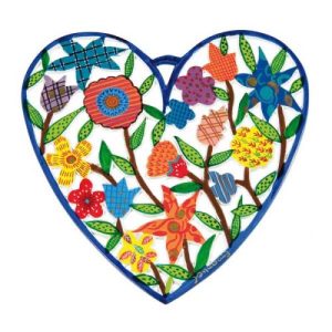 FLOWERS LASER CUT HAND PAINTED LARGE HEART