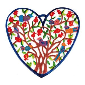 POMEGRANATES LASER CUT HAND PAINTED LARGE HEART