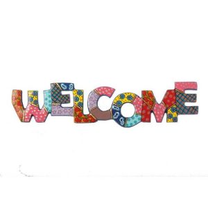 ENGLISH WELCOME WALL HANGING LASER CUT HAND PAINTED