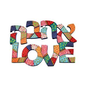 HEBREW/ENGLISH LOVE WALL HANGING LASER CUT HAND PAINTED