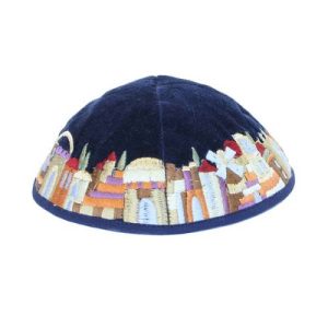 JERUSALEM EMBROIDERED VELVET KIPPAH