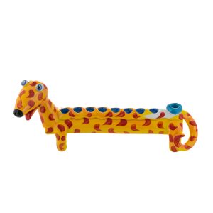 CERAMIC HAND MADE YELLOW TONES DINOSAUR MENORAH