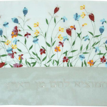 EMB. FLOWERS BAMBOO FIBER CHALLA COVER