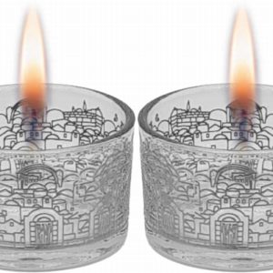 SILVER ETCHING JERUSALEM PAIR CANDLESTICKS