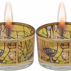 YELLOW ETCHUNG SHAGAL PAIR CANDLESTICKS